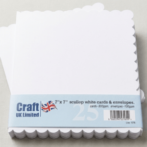CRAFT UK Card and Envelopes - White - Scalloped