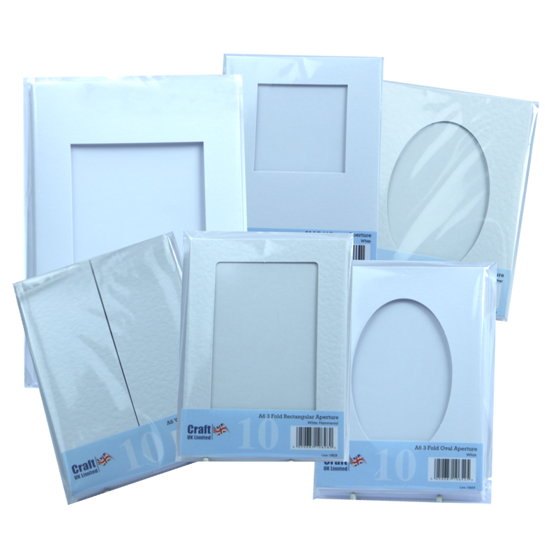 Craft UK 10 x A6 White Rectangle Aperture Cards with Silver Foil Borders 