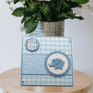 Big blue check and words