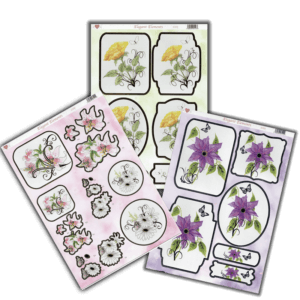 A4 sheets of craft die cut toppers, Flowers, foiled